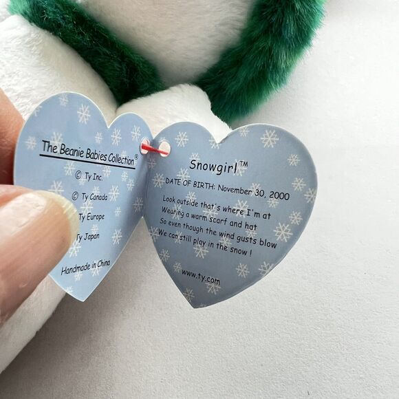 2000 Rare & Retired Ty Beanie Baby Snowgirl The Christmas Snowman 8" - Picture 9 of 12